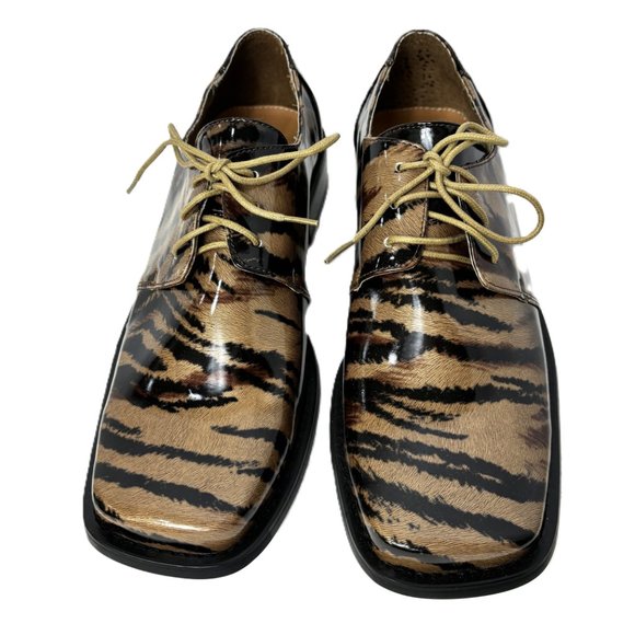 Vintage Tan Gold Zebra Oxford Formal Dress Shoe Rare OOAK NWOT - Picture 3 of 12
